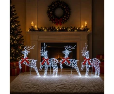 Kalėdų elnias 4 vnt. 180 LED Šalta balta 43 x 19 x 65 cm