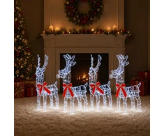Kalėdų elnias 4 vnt. 360 LED Šalta balta 33 x 12 x 55 cm