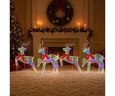 Kalėdų elnias 4 vnt. 80 LED Įvairių spalvų 43 x 19 x 65 cm