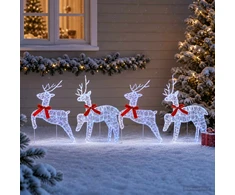 Kalėdų elnias 4 vnt. 80 LED Mėlyna 43 x 19 x 65 cm