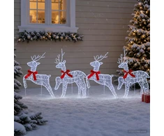 Kalėdų elnias 4 vnt. 80 LED Šalta balta 43 x 19 x 65 cm