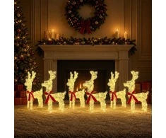 Kalėdų elnias 6 vnt. 160 LED Šilta balta 33 x 12 x 55 cm