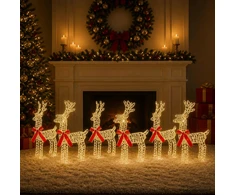 Kalėdų elnias 6 vnt. 160 LED Šilta balta 33 x 12 x 55 cm