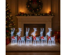 Kalėdų elnias 6 vnt. 360 LED Šalta balta 33 x 12 x 55 cm