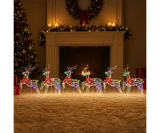 Kalėdų elnias 6 vnt. 80 LED Įvairių spalvų 43 x 19 x 65 cm