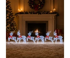 Kalėdų elnias 6 vnt. 80 LED Mėlyna 43 x 19 x 65 cm