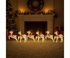 Kalėdų elnias 6 vnt. 80 LED Šilta balta 43 x 19 x 65 cm