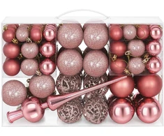 Kalėdų kamuoliukų rinkinys 111 vnt. Rožinė 6 cm Polystirenas