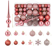 Kalėdų kamuoliukų rinkinys 111 vnt. Rožinė 6 cm Polystirenas