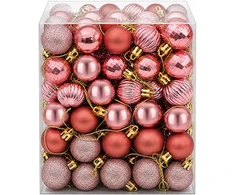 Kalėdų kamuoliukų rinkinys 150 vnt. Rožinė ir rausva 3 cm