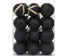 Kalėdų kamuoliukų rinkinys 36 vnt. Juoda 6 cm Polystirenas