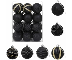 Kalėdų kamuoliukų rinkinys 36 vnt. Juoda 6 cm Polystirenas