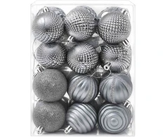 Kalėdų kamuoliukų rinkinys 36 vnt. Pilka 6 cm Polystirenas