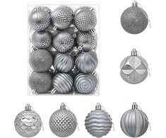 Kalėdų kamuoliukų rinkinys 36 vnt. Pilka 6 cm Polystirenas