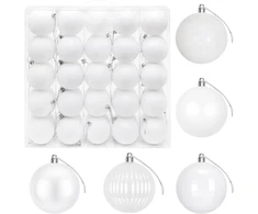 Kalėdų kamuoliukų rinkinys 50 vnt. Balta 8 cm Polystirenas