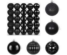 Kalėdų kamuoliukų rinkinys 50 vnt. Juoda 8 cm Polystirenas