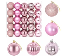 Kalėdų kamuoliukų rinkinys 50 vnt. Rožinė 8 cm Polystirenas
