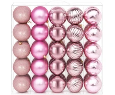 Kalėdų kamuoliukų rinkinys 50 vnt. Rožinė 8 cm Polystirenas
