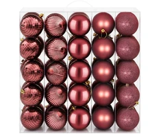 Kalėdų kamuoliukų rinkinys 50 vnt. Vyno raudona 8 cm