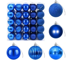 Kalėdų kamuoliukų rinkinys 75 vnt. Mėlyna 6 cm Polystirenas