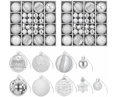 Kalėdų kamuoliukų rinkinys 88 vnt. Sidabrinė Ø 6 cm Plastmasė