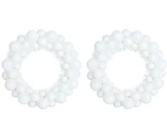 Kalėdų Kamuoliukų Vainikai 2 pcs Balta 33 x 33 x 7 cm