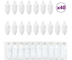Kalėdų puošmena su pušų kankorėžiais 40 pcs Balta Plastmasė