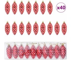 Kalėdų puošmena su pušų kankorėžiais 40 pcs Raudona Plastmasė