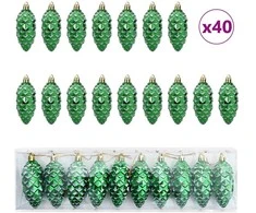 Kalėdų puošmena su pušų kankorėžiais 40 pcs Žalia Plastmasė
