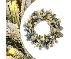 Kalėdų Vainikas Žalia ir balta Ø 50 cm PVC ir PE 25 LED