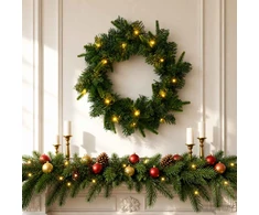 Kalėdų Vainikas Žalia Ø 30 cm PVC ir PE 25 LED