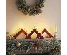 Kalėdų žvakių tiltas su 7 LED 3 pcs Raudona 39.5 x 5 x 29 cm