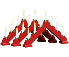 Kalėdų žvakių tiltas su 7 LED 3 pcs Raudona 39.5 x 5 x 29 cm