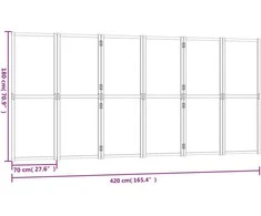 Kambario pertvara, 6 dalių, kreminės baltos spalvos, 420x180cm