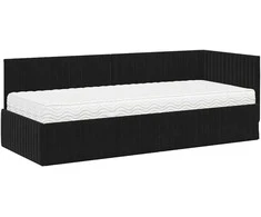 Lova Kampinė lovos konstrukcija su čiužiniu 2 pcs Juoda Aksomas