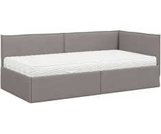 Lova Kampinė lovos konstrukcija su čiužiniu 2 pcs Taupe Aksomas