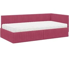 Lova Kampinė lovos konstrukcija su čiužiniu 2 pcs Žalia Aksomas