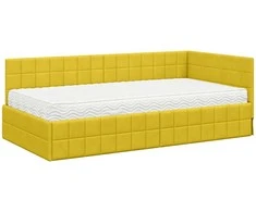 Lova Kampinė lovos konstrukcija su čiužiniu 2 pcs Geltona Aksomas