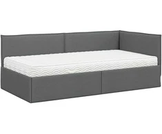 Lova Kampinė lovos konstrukcija su čiužiniu 2 pcs Pilka Aksomas