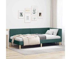 Lova Kampinė lovos konstrukcija Tamsiai žalia 90 cm x 190 cm