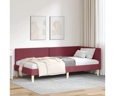 Lova Kampinė lovos konstrukcija Vyno raudona 90 x 190 cm Audinys