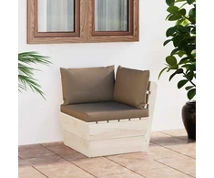 Kampinė sodo sofa iš palečių su pagalvėlėmis, impregnuota eglė