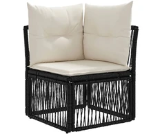 Kampinė sofa Juoda poliratanas