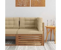 Lauko kampinis sofa Kietos akacijos mediena Natūrali