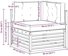 Lauko kampinis sofa Kietos akacijos mediena Natūrali