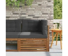 Lauko kampinis sofa Kietos akacijos mediena Natūrali