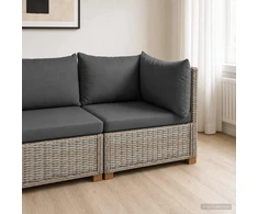 Kampinė Sofa su Pagalvėmis GENDT Natūralus pintas Kubu pilka