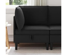 Kampinė Sofa su Saugykla Juoda Aksomas