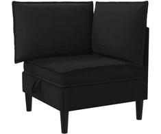 Kampinė Sofa su Saugykla Juoda Aksomas