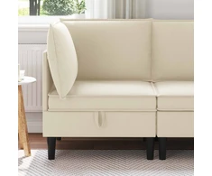 Kampinė Sofa su Saugykla Kreminė Aksomas